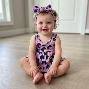 Posh Peanut Purple Leopard Kids Matching Set